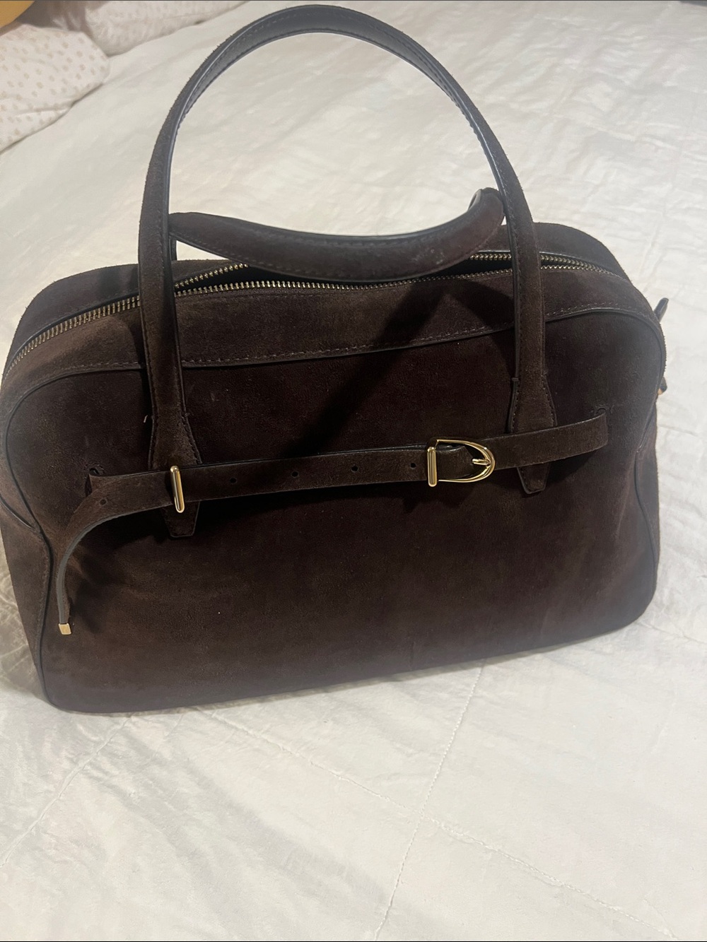 Madewell Dark Brown Suede Leather Top-Handle Bag